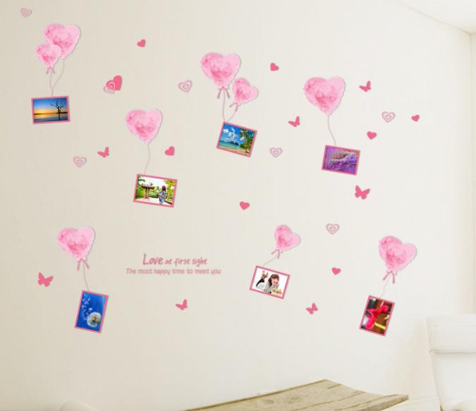 [HCM]Decal trang trí khung ảnh trái tim hồng