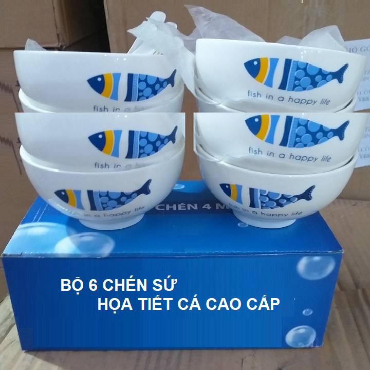 Bộ 6 chén sứ cao cấp - chén sứ