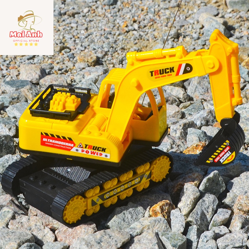 Đồ chơi xe cần cẩu máy xúc điều khiển từ xa 2 chiều