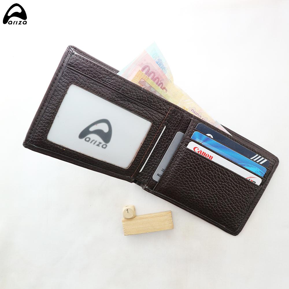 Bóp ví nam đứng trơn đen da bò thật (100%) Ariza ( PHAT TIEN SHOP )