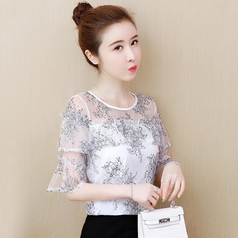 ÁO REN NỮ TAY ĐIỆU - AH406