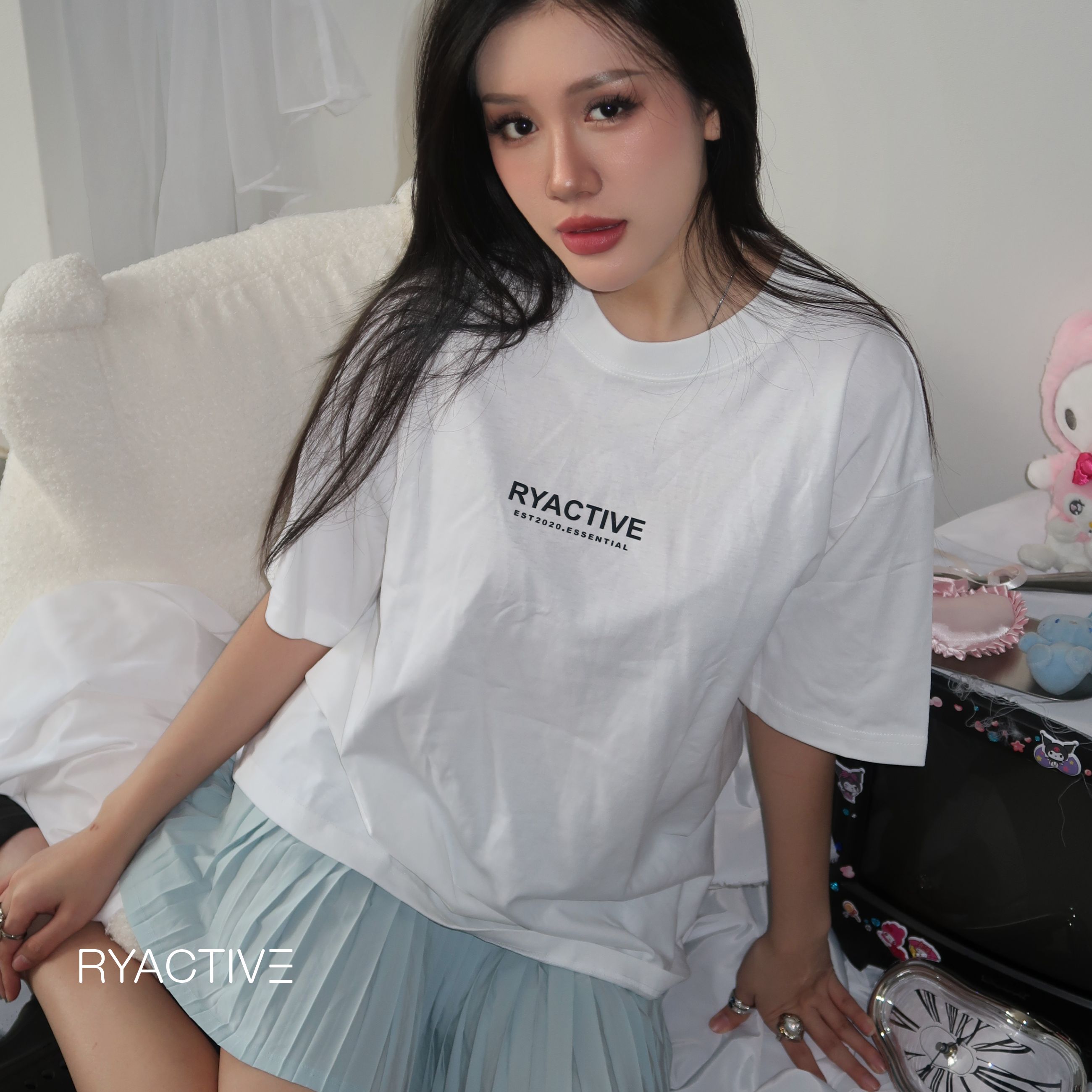Áo thun form oversize RYACTIVE - RYACTIVE ESSENTIAL TEE  White