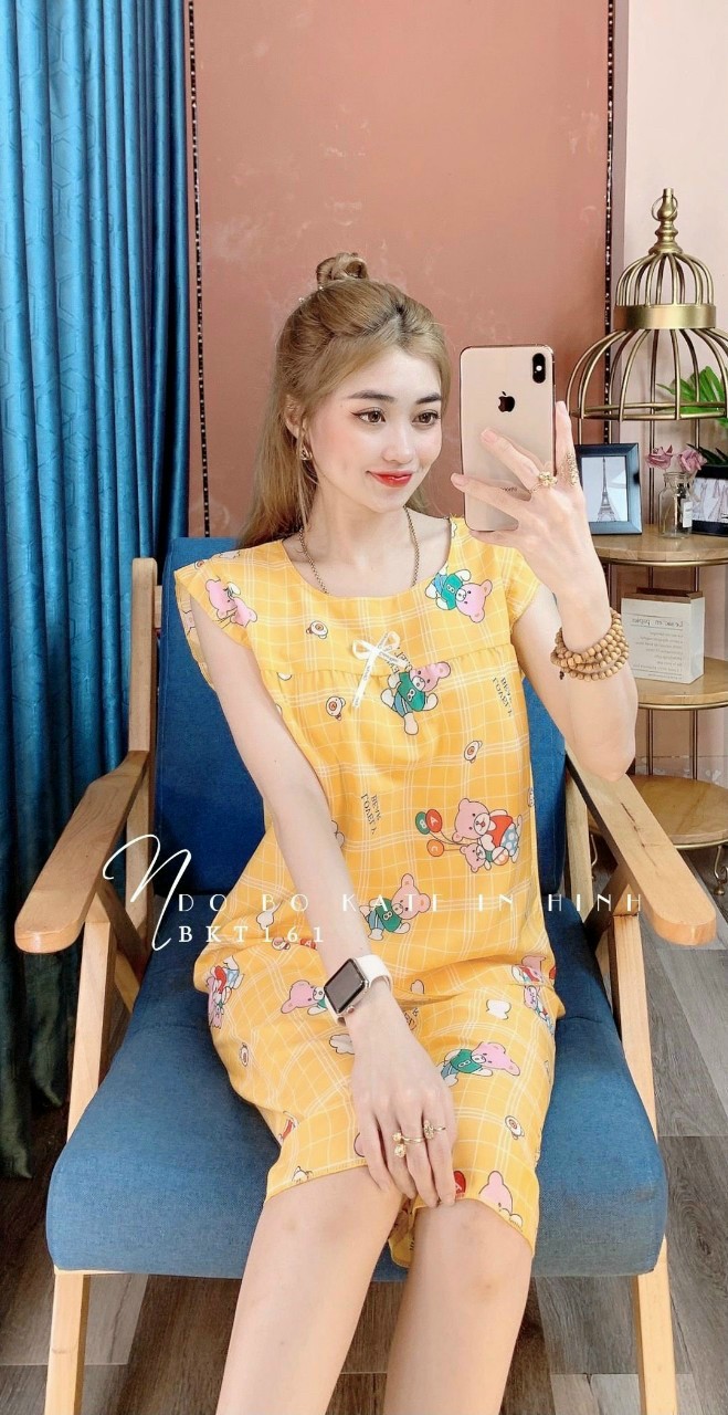 Đồ bộ mặc nhà kate lụa dễ thương hình Gấu