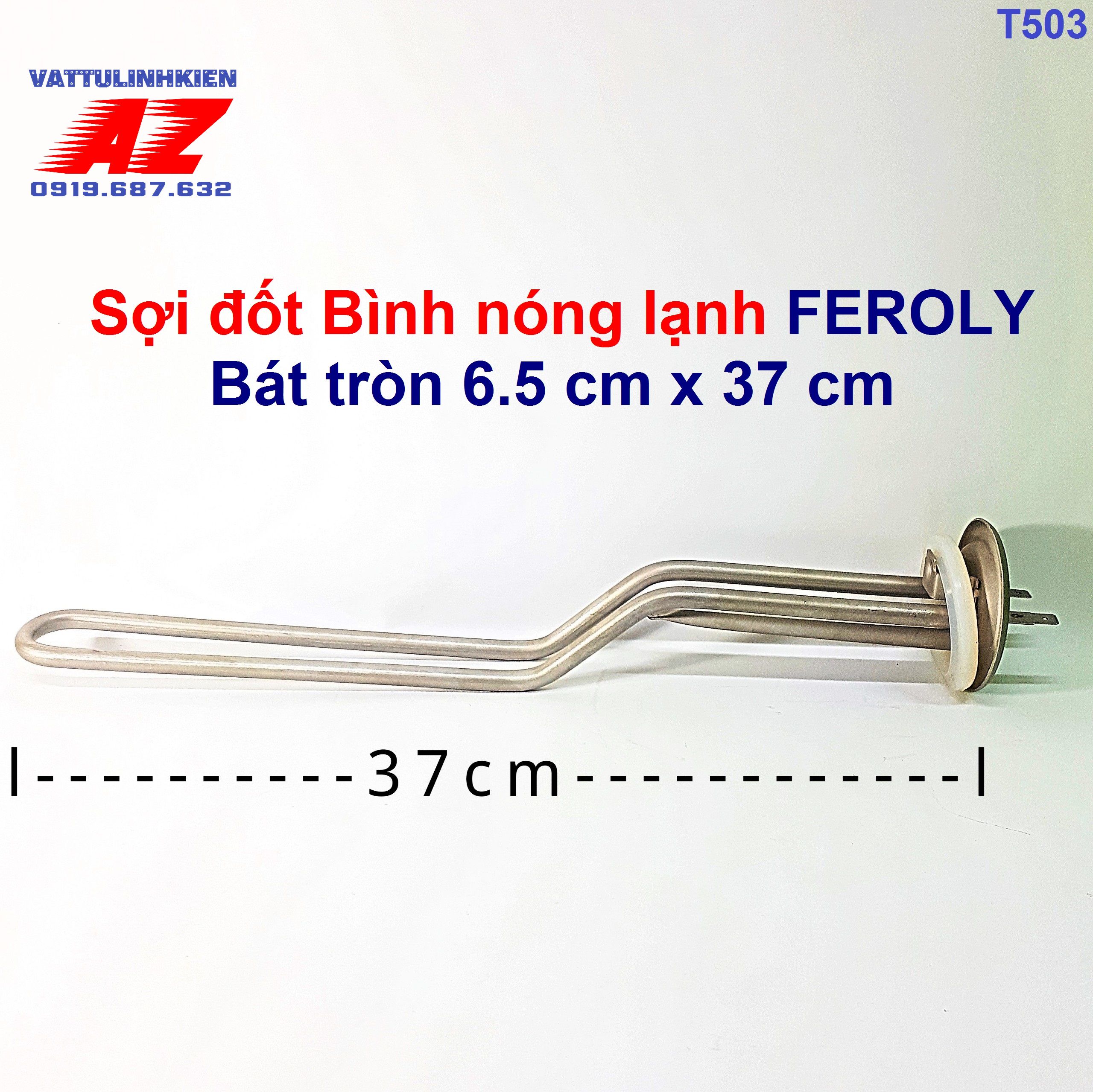 Ruột đốt Bình nóng lạnh FERROLI ngang 2 chân bát tròn 6.5cm x 37cm