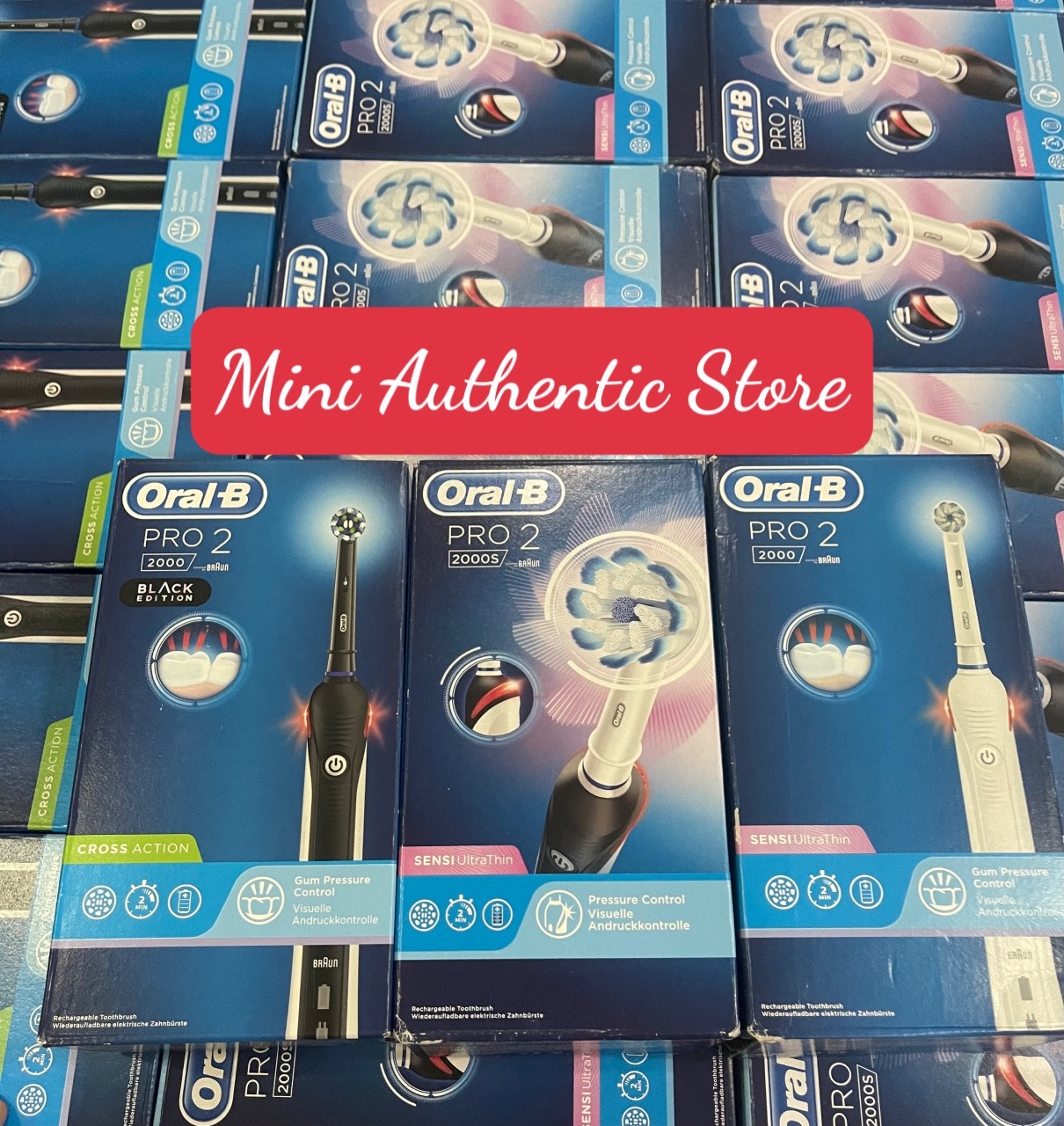 Bàn chải điện Oral B Pro 2 2000s - Made in Germany ( Đen trắng - sensi )