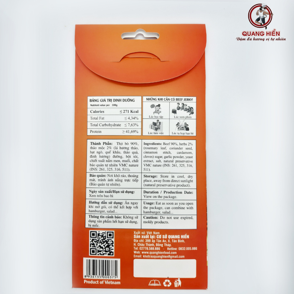 Beef jerky khô bò thảo mộc 20g