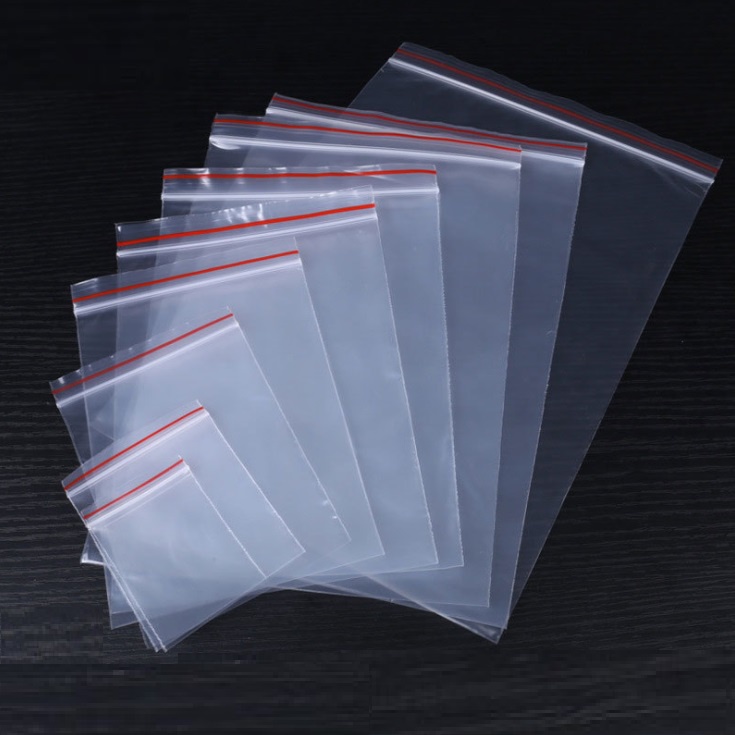 100gram túi zipper chỉ đỏ loại dày đủ size