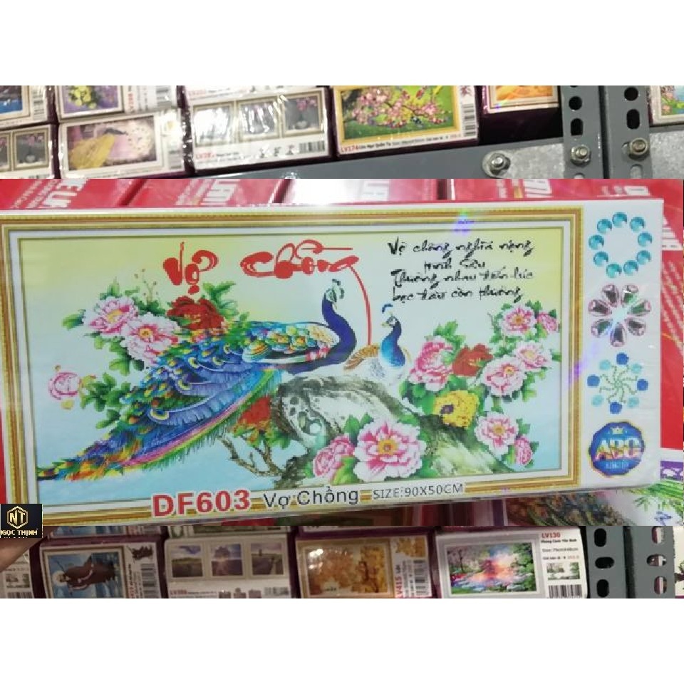 Tranh đính đá 5D - vợ chồng Hạnh Phúc 08 chụp hình thật