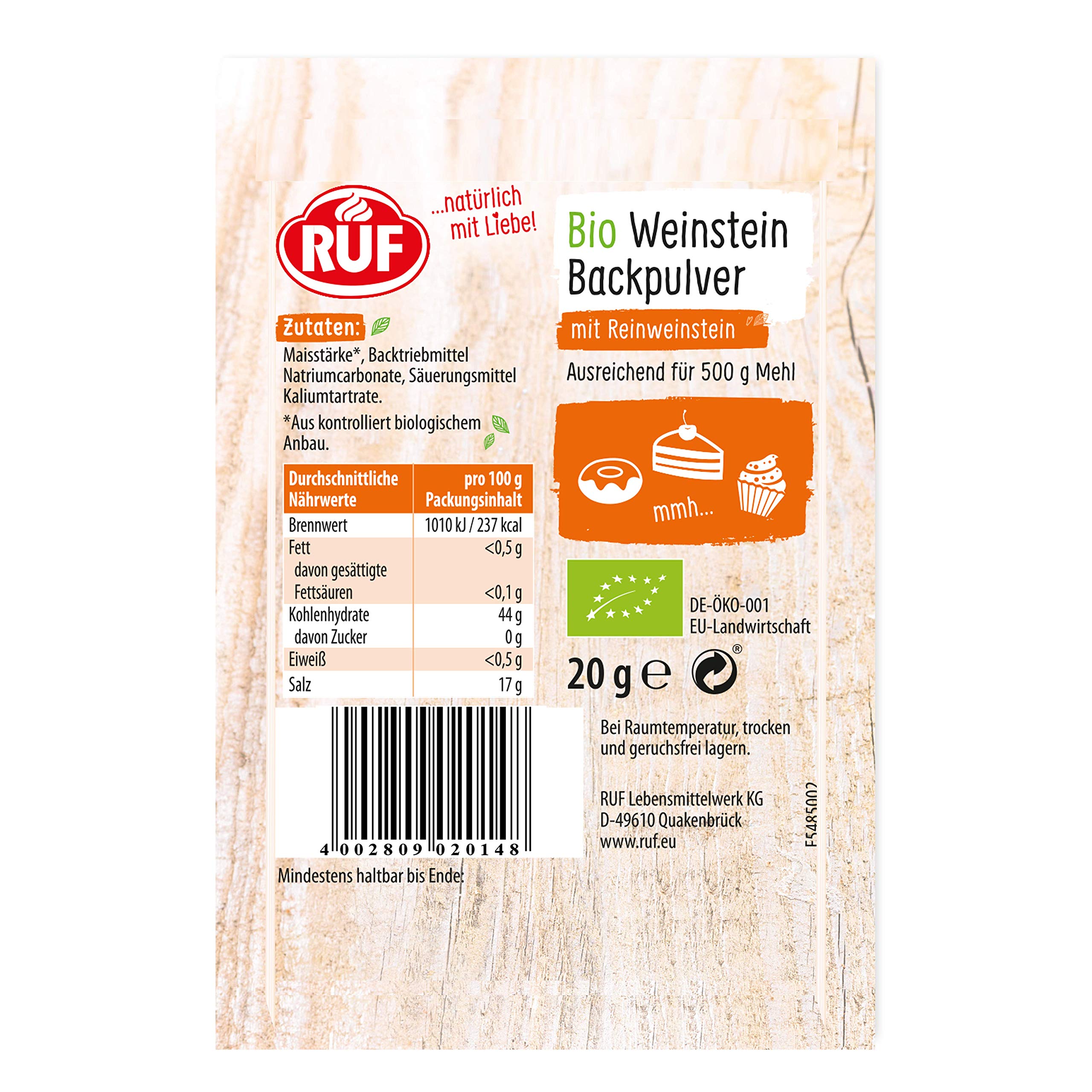 Bột Nở Hữu Cơ Ruf Vegan Baking Powder gói 20g