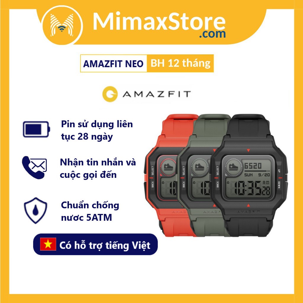 Đồng Hồ Thông Minh Xiaomi Amazfit Neo - Hàng Chính Hãng - Bản Quốc Tế - Phân Phối Bởi DIGIWORLD