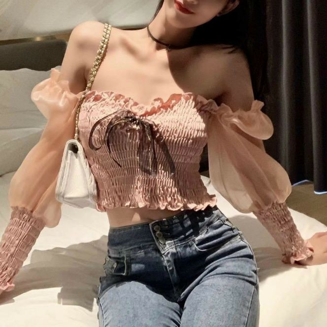 ÁO KIỂU NỮ,ÁO TRỄ VAI,TAY PHỐI VOAN KIẾNG BO TAY PHỒNG FORM 42KG,ÁO KIỂU THIẾT KẾ ĐI CHƠI ĐI TIỆC THỜI TRANG NỮ(NGỌC39K