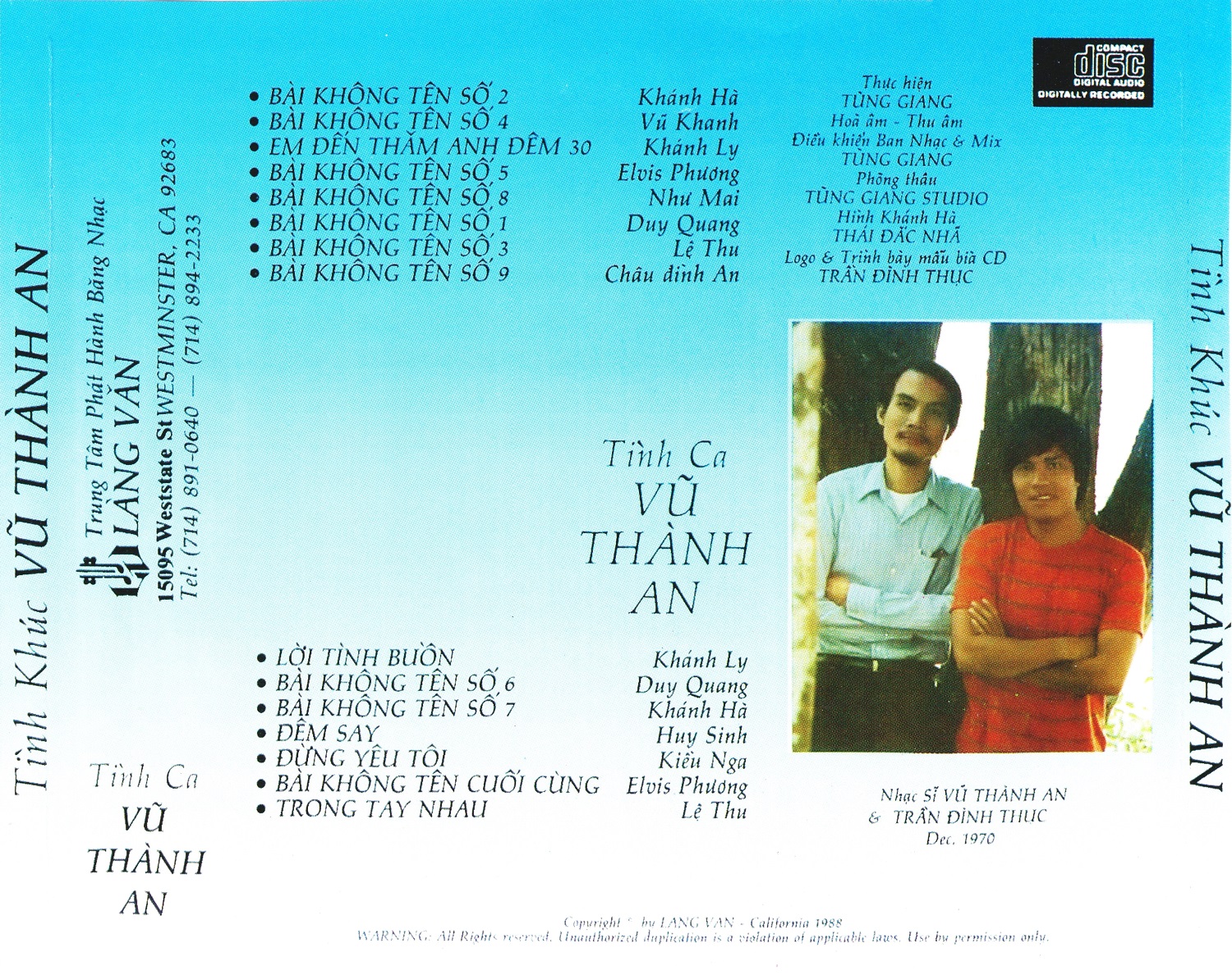 Bộ 6 Đĩa CD nhạc tình khúc Vũ Thành An 2