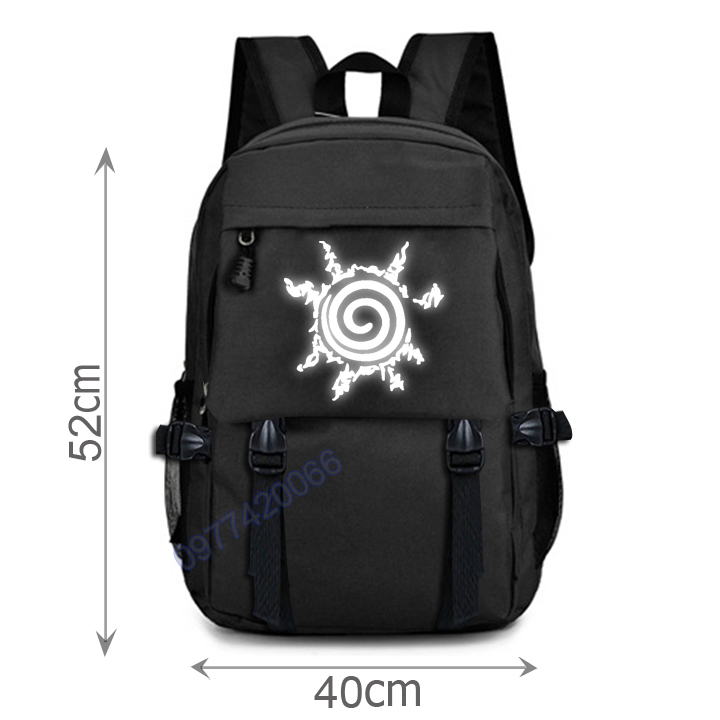 cặp Naruto gia tộc uzumaki phản quang, balo Naruto cao cấp - Chuẩn may 3 lớp 4 ngăn ( Loại Đẹp )