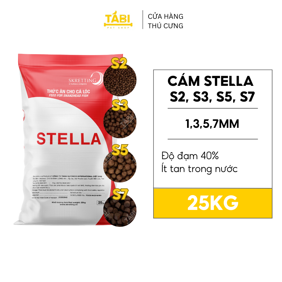 BAO 25KG Cám STELLA 40% Đạm Nổi Cho Cá Koi, Cá Lóc,... - Thức Ăn Cá Koi Tanh, Kích Ăn Cho Cá [STELLA 25KG]
