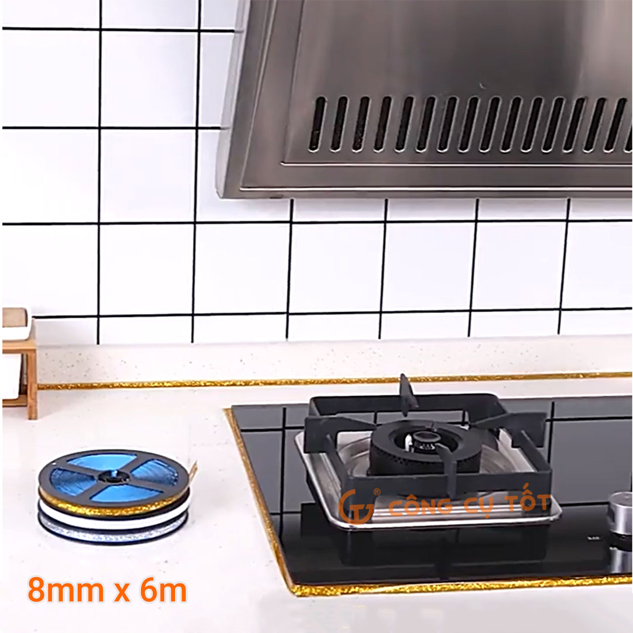 Cuộn chỉ dán viền gạch trang trí khổ 8mm, dài 6m