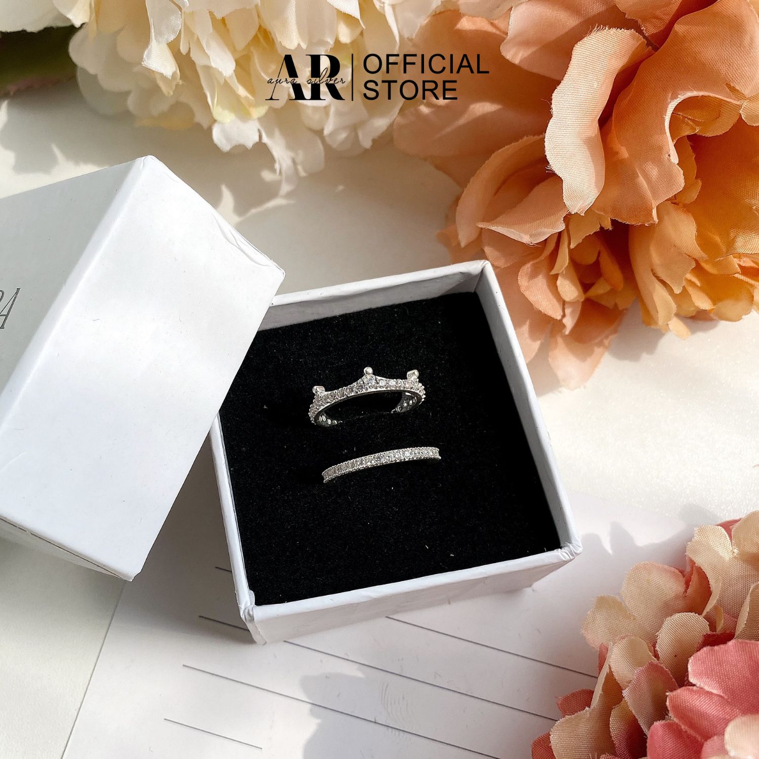 Set nhẫn bạc bạn thân gồm 2 chiếc Aura Silver