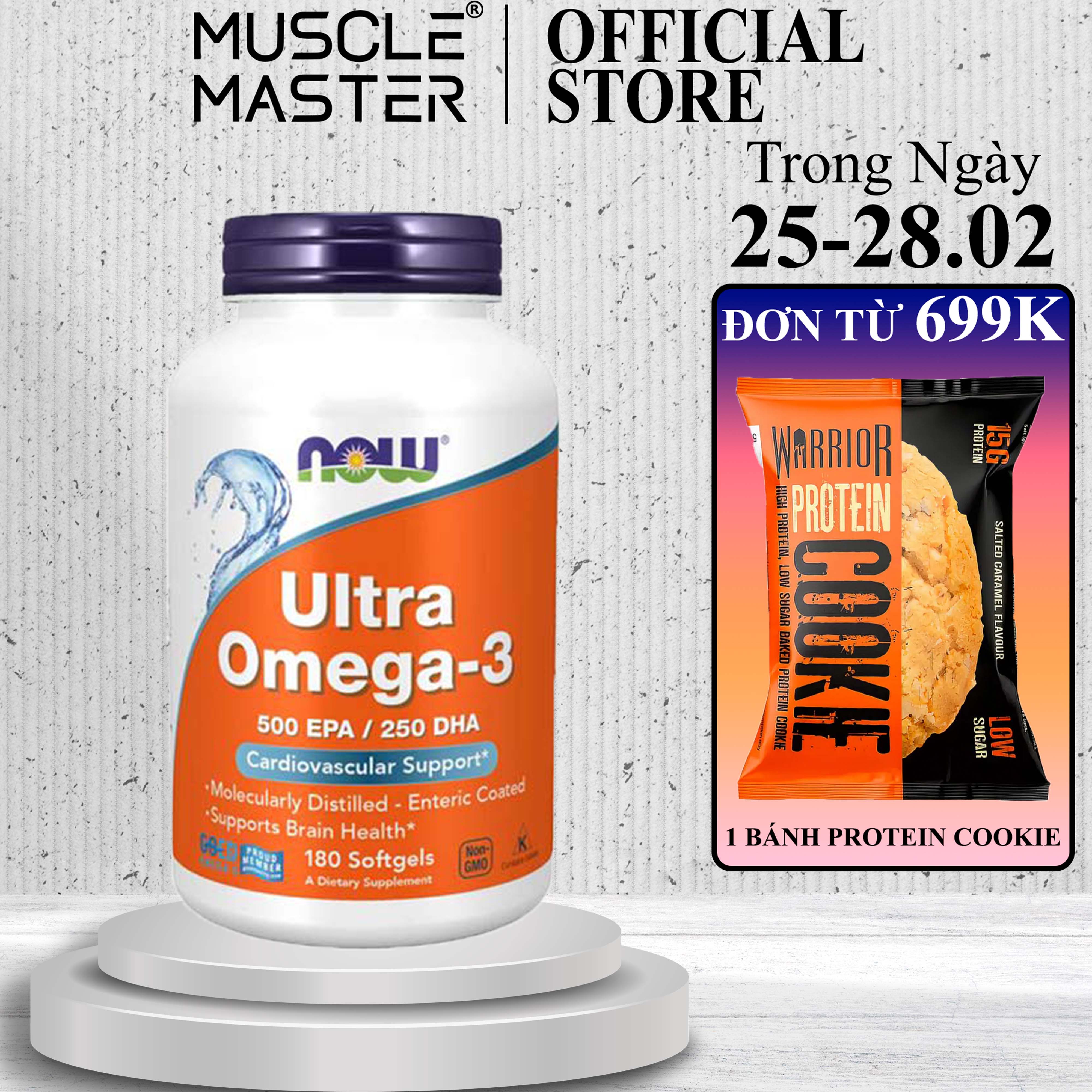 Viên bổ sung dầu cá siêu cô đặc now omega 3 ultra 180 viên
