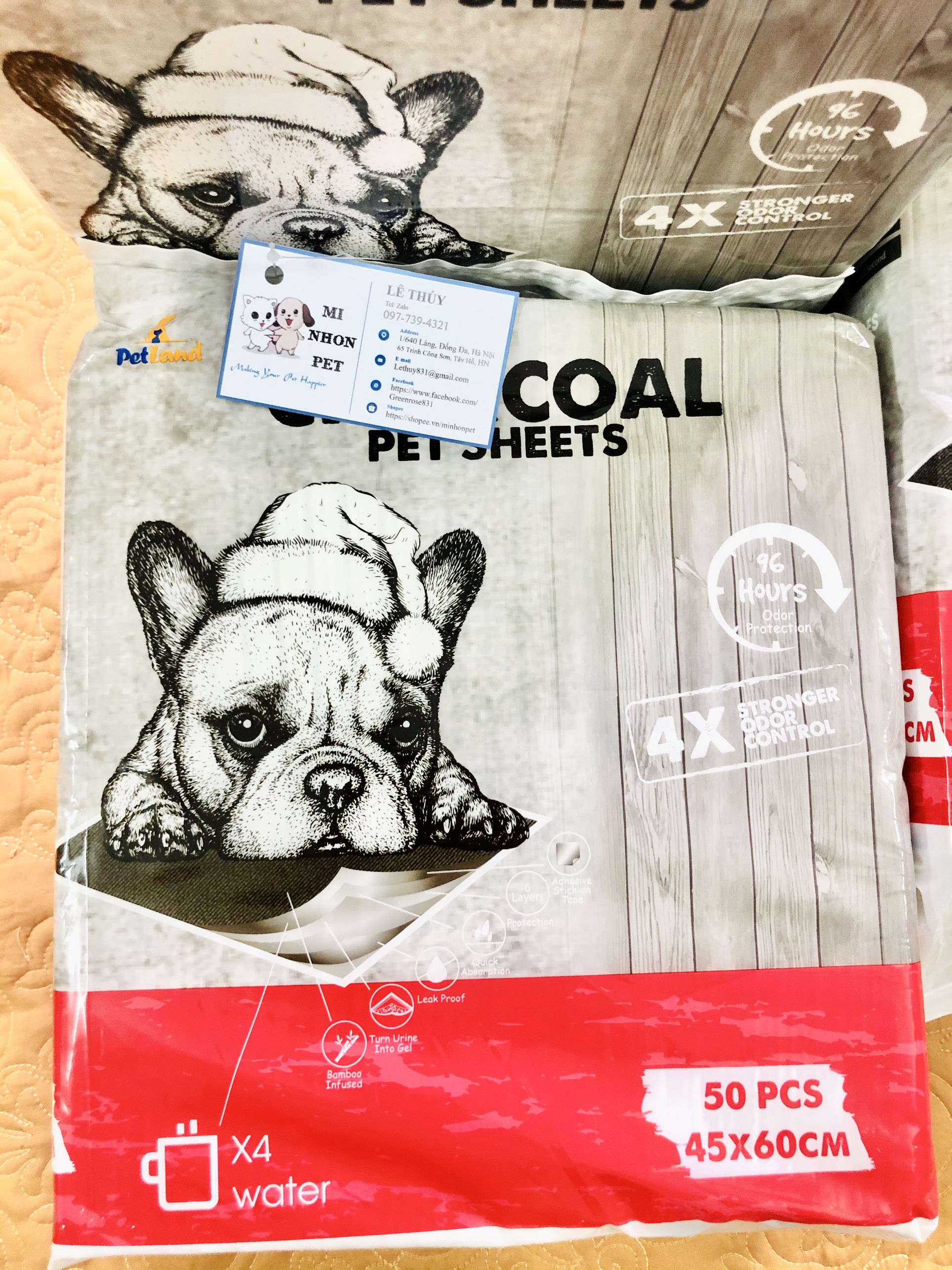 Thảm lót vệ sinh chó mèo Pet Training Pad Charcoal than hoạt tính cỡ S 33x45,l