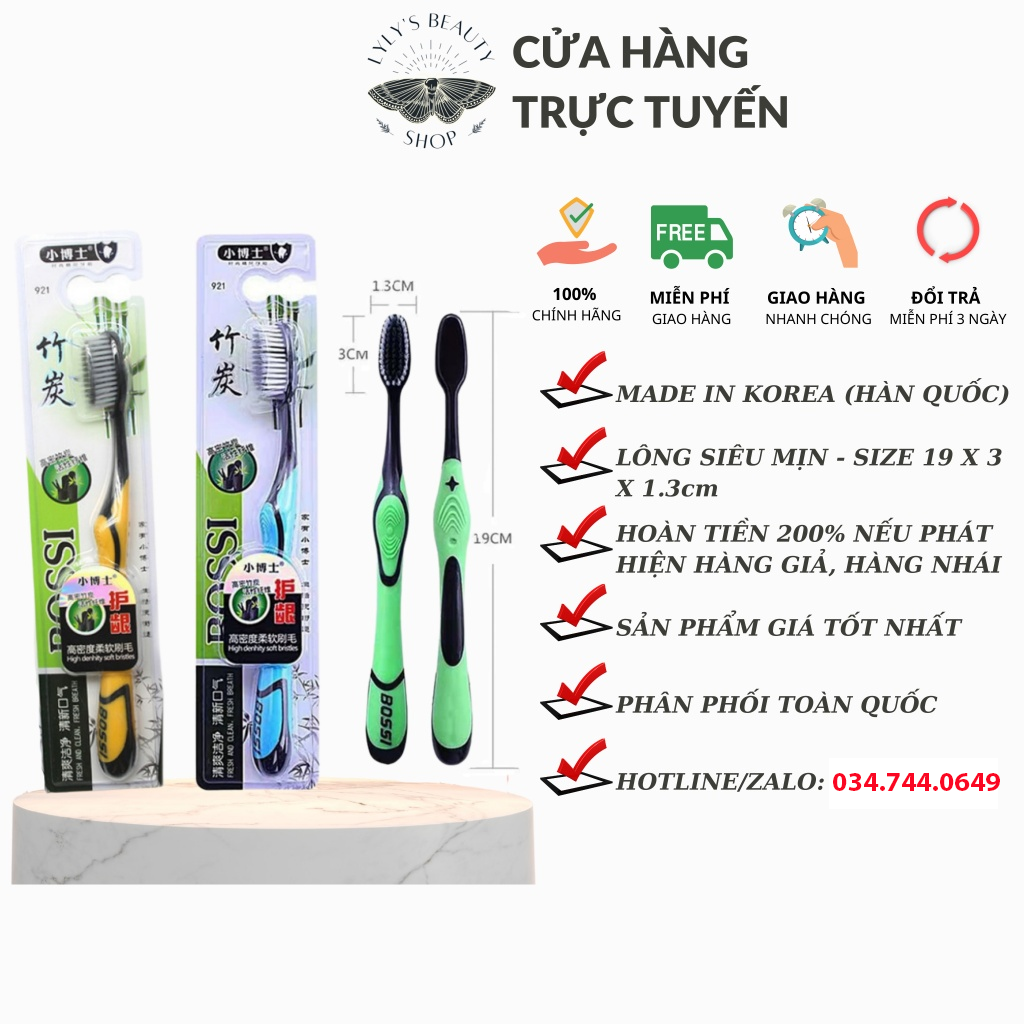 Combo 10 bàn chải than tre Bossi Hàn Quốc