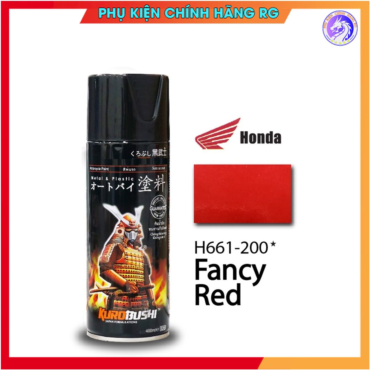 Sơn xịt samurai màu đỏ tươi fancy mã H661-200 400ML Sơn trên nền màu trắng
