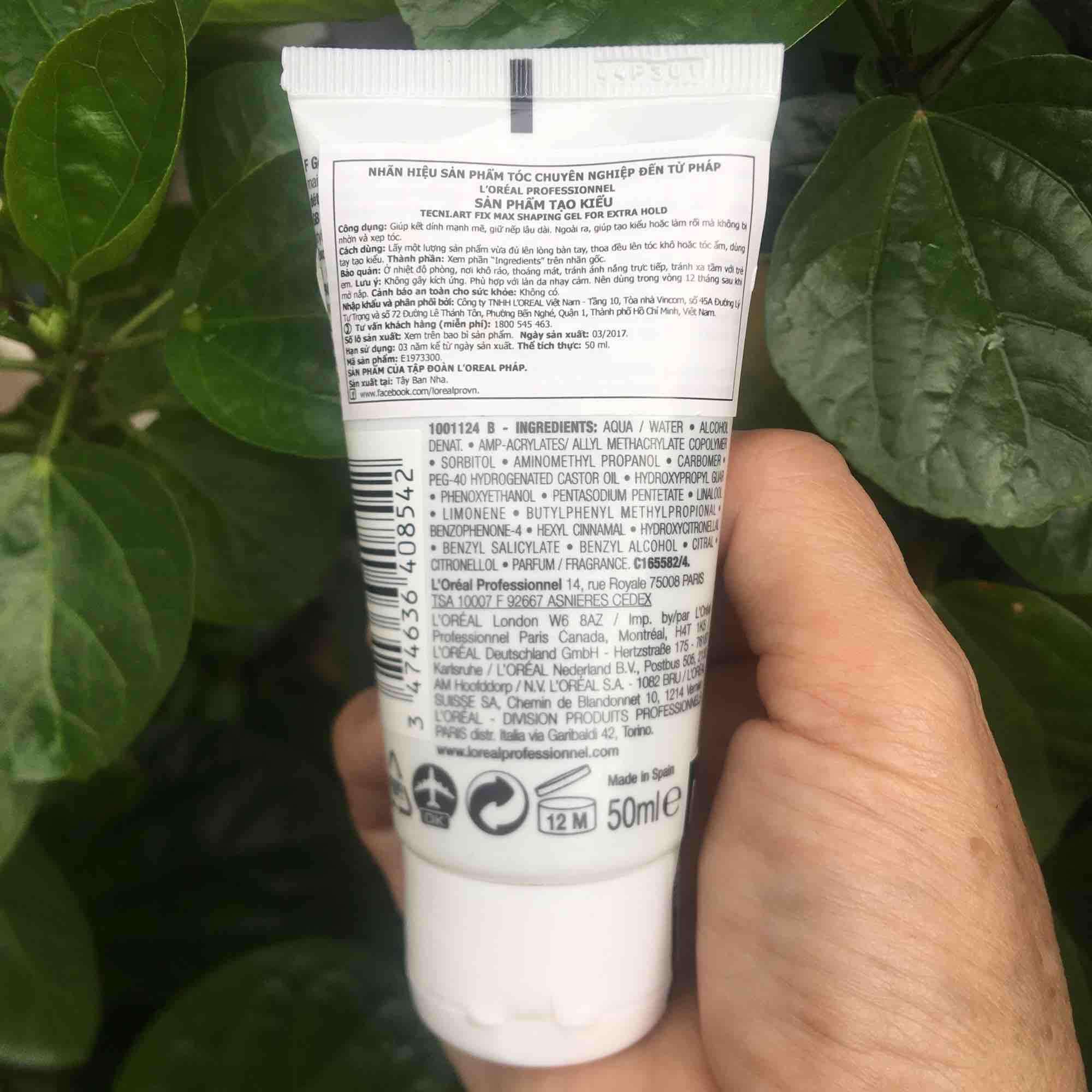 [HCM]Gel tạo kiểu tóc LOREAL Tecni Art Fix Max 50ml
