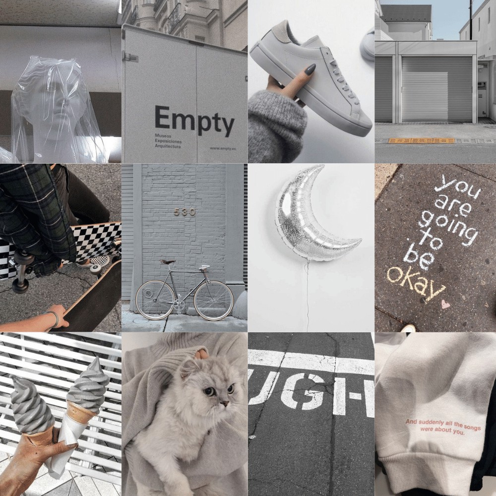 [HCM]Wall Collage dán tường trang trí decor phòng ngủ - theme Xám tro
