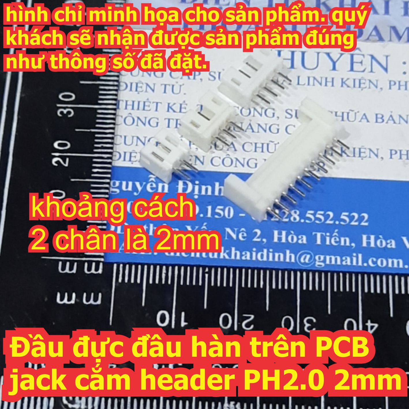 Đầu đực đầu hàn trên PCB jack cắm header PH2.0 2mm màu trắng các đầu 2P ~ 10P kde6443