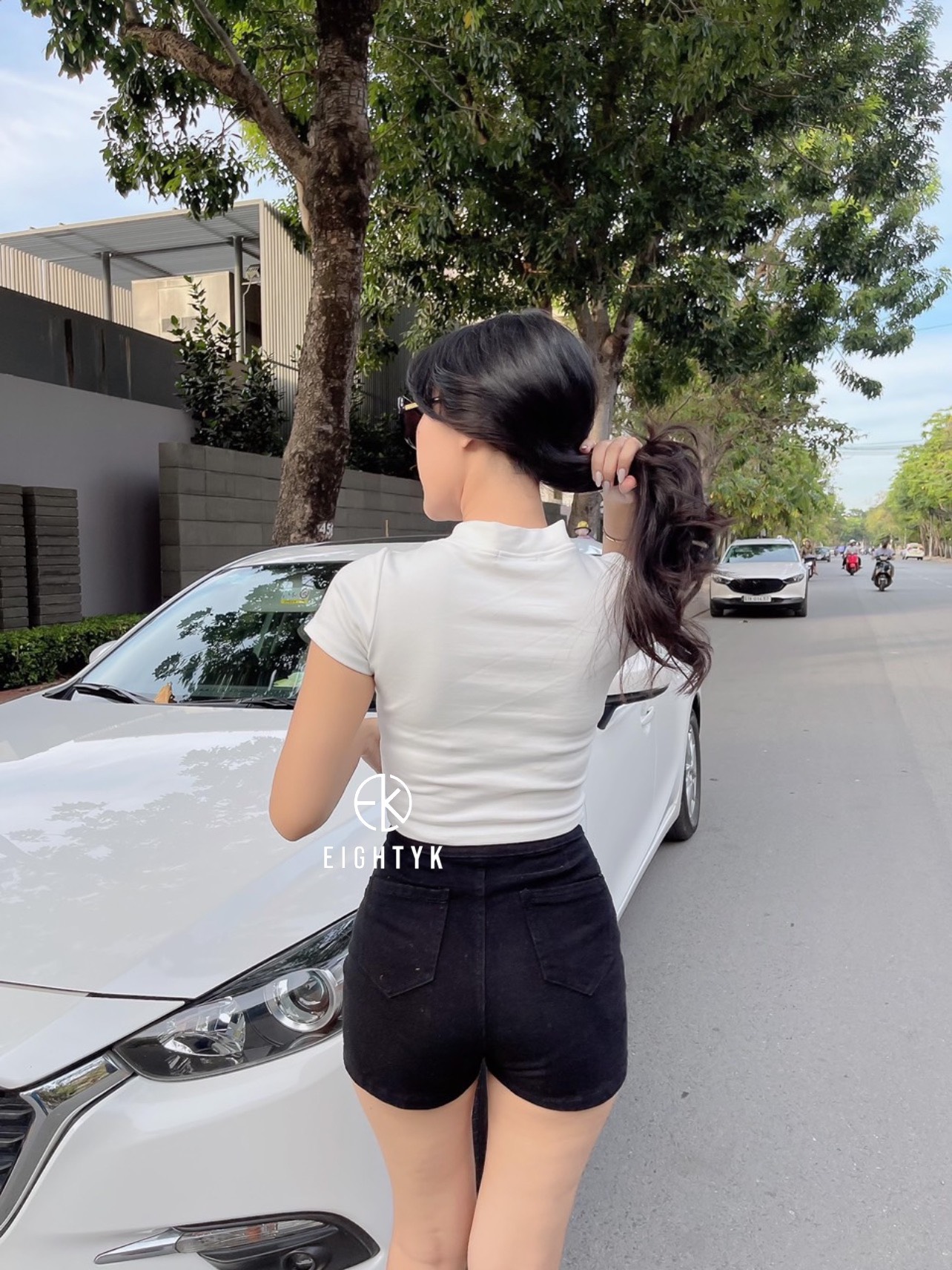 [EIGHTYK] Áo Croptop Tay Ngắn Cổ Tàu