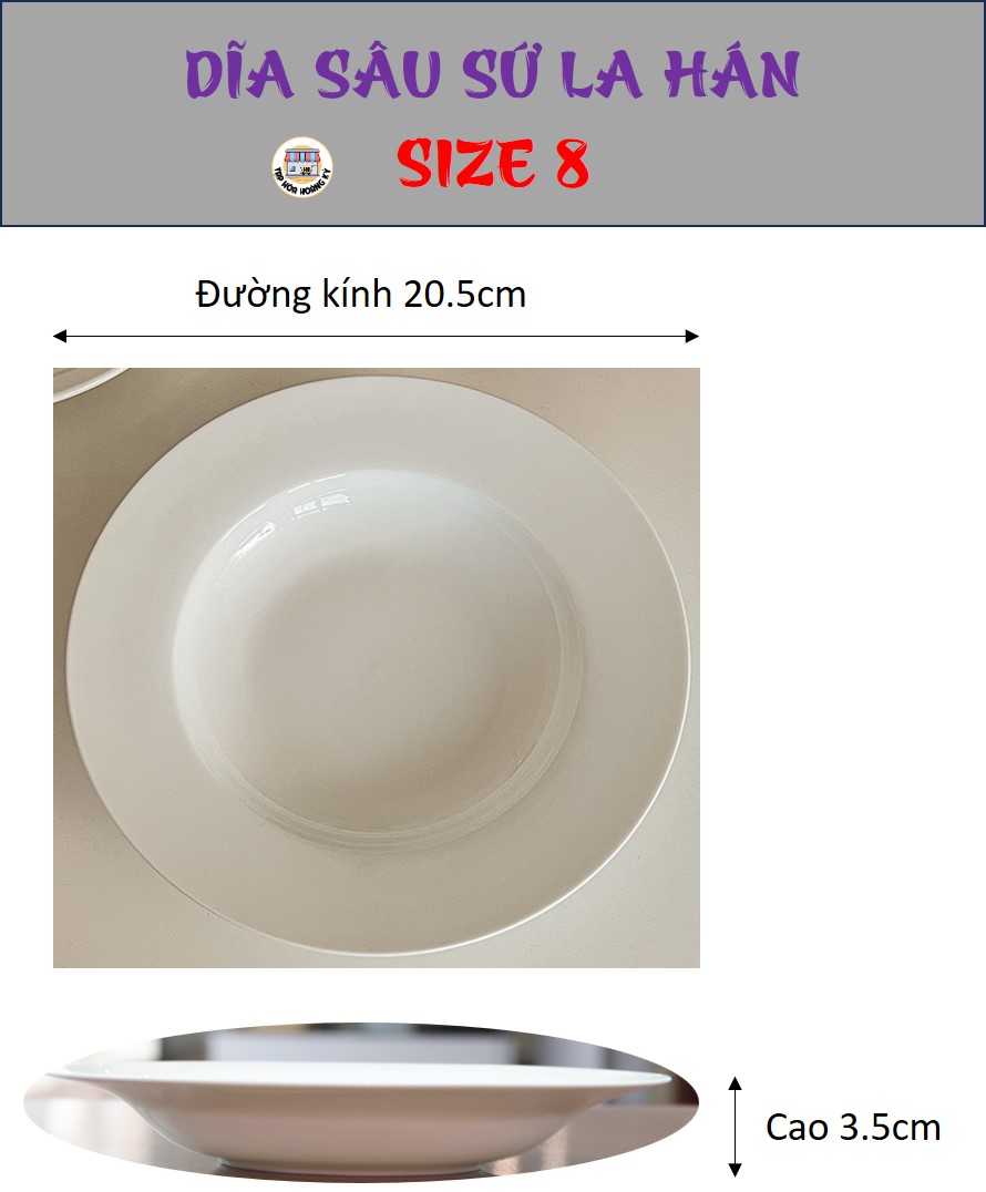 DĨA TRÒN SÂU GỐM SỨ LA HÁN - ĐỦ SIZE (6,7,8,9)