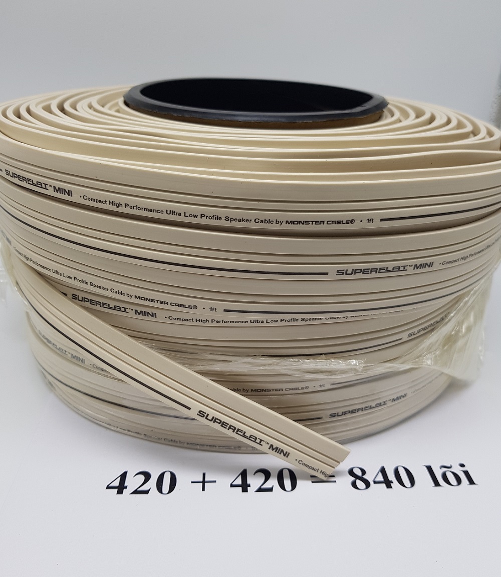 12 mét Dây loa Monster SUPERFLAT MINI 2 lõi 840 sợi - mỗi lõi  3.52mm đồng nguyên chất