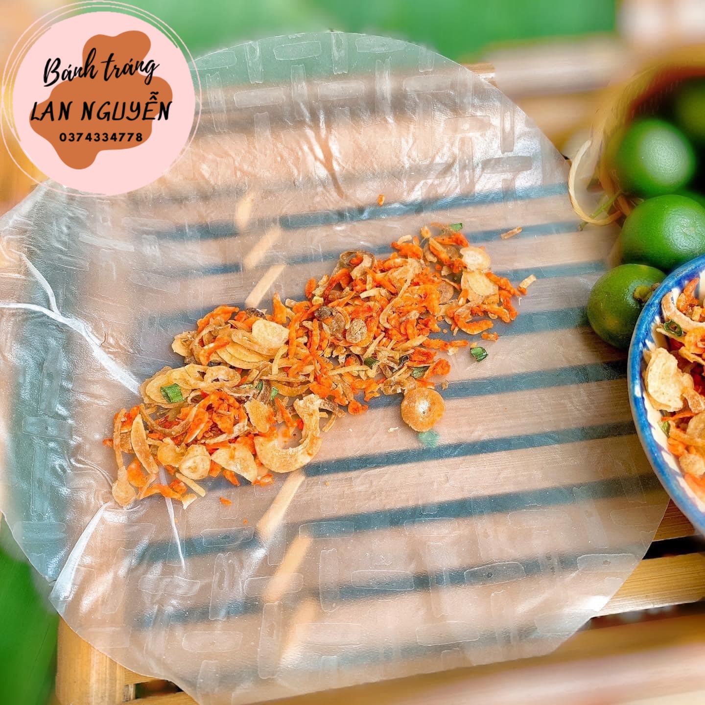 Combo 500gram bánh tráng  phơi sương + muối trộn hành phi