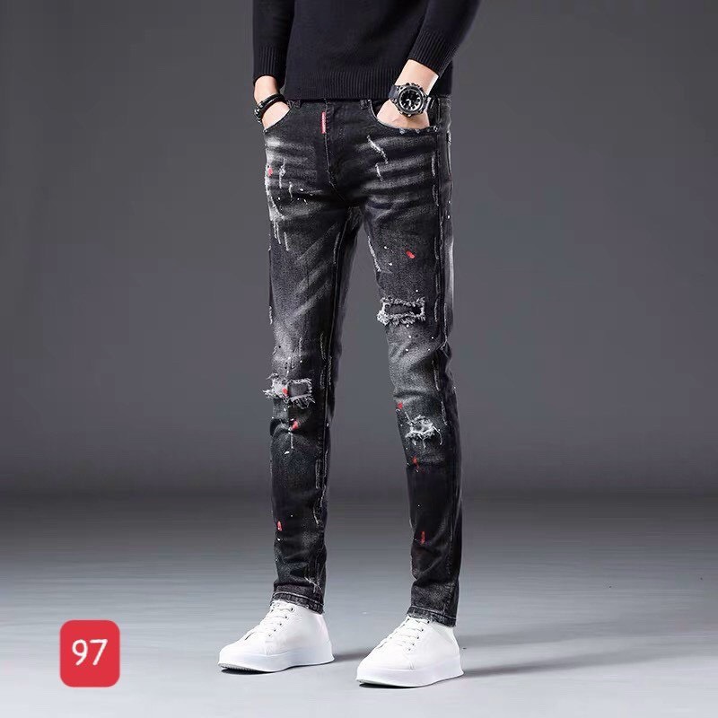 Quần jean nam rách vảy sơn cao cấp chất denim mềm co dãn hàng chuẩn shop ( Thời trang nam nữ Thiên Phúc ) q68