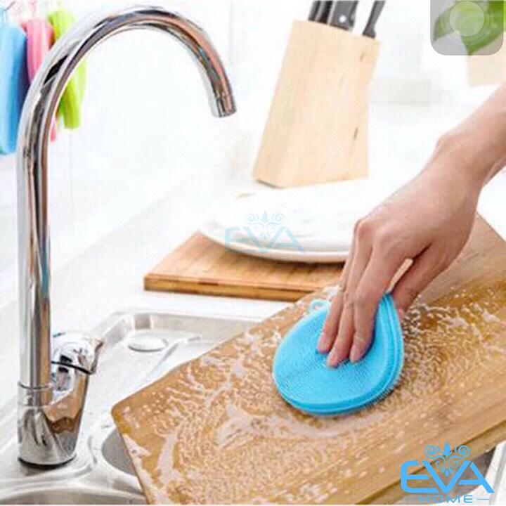 Combo 3 Miếng Rửa Chén Bát Silicon Có Quai Treo Tiện Lợi