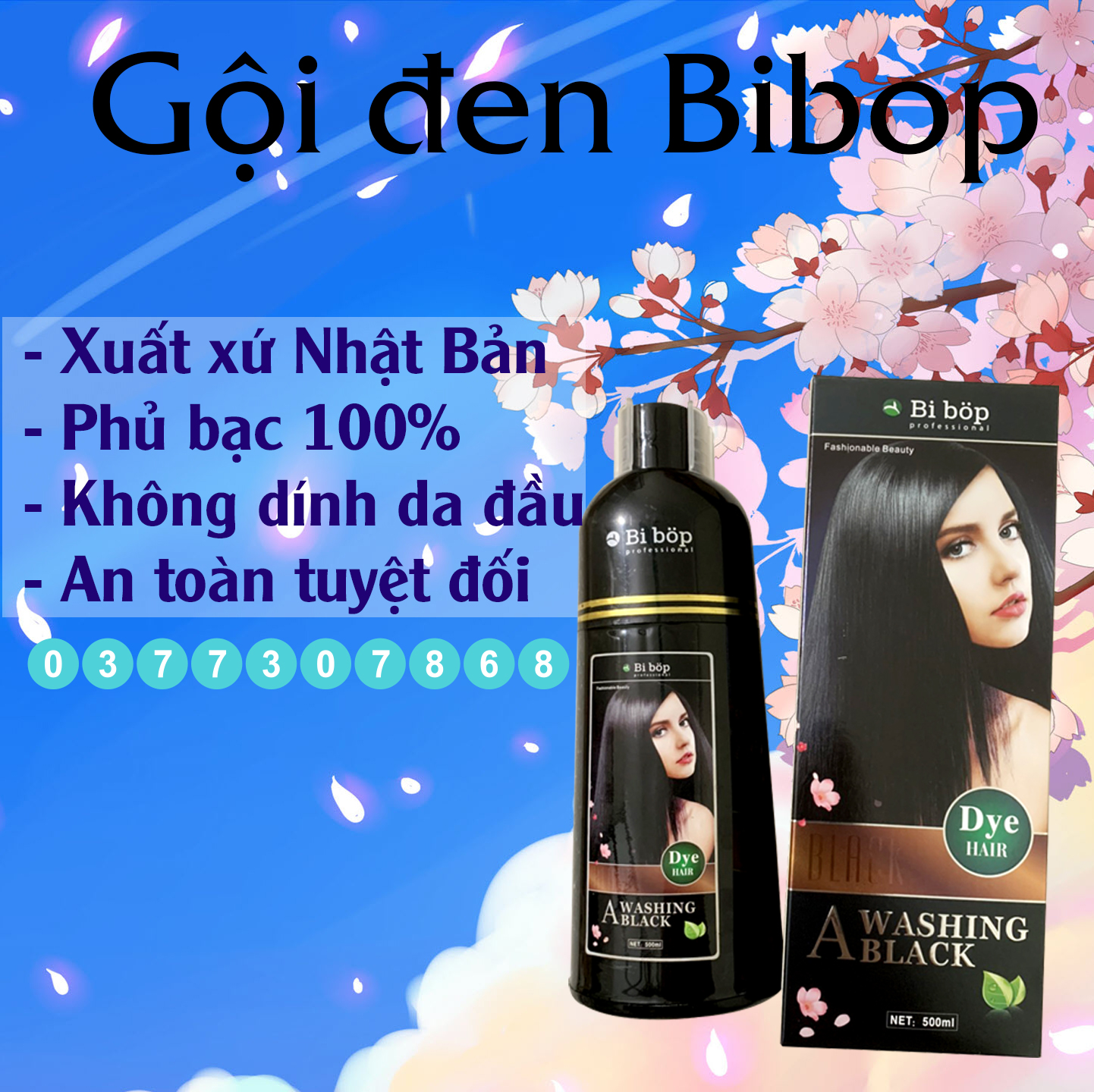 Dầu Gội (Nâu-Đen) Tóc Phủ Bạc Tinh Chất Thảo Dược Bi.Bop