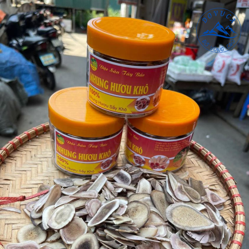 Nhung Hươi Khô, nhung hươu tăng cân sấy lạnh từ nhung hươu tươi thái lát, đảm bảo giữ nguyên lượng huyết, dinh dưỡng, Lộc Giác khô vùng Tây Bắc.
