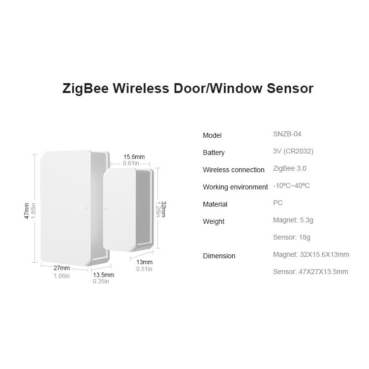 Cảm Biến Mở Cửa Má Từ Zigbee 3.0 Sonoff SNZB-04 (Hỗ trợ HomeAssistant)