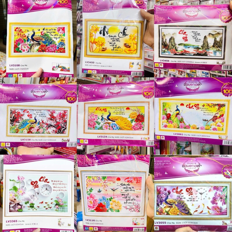Tranh thêu chữ thập cha mẹ