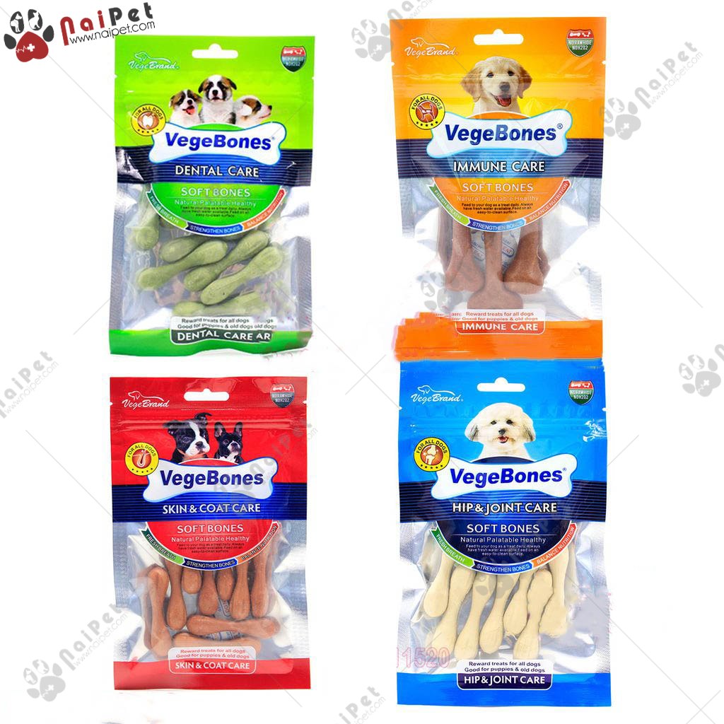 Đồ Ăn Vặt Xương Gặm Sạch Răng Mượt Lông Bổ Sung Canxi Hỗ Trợ Hệ Tiêu Hóa VegeBones 60g
