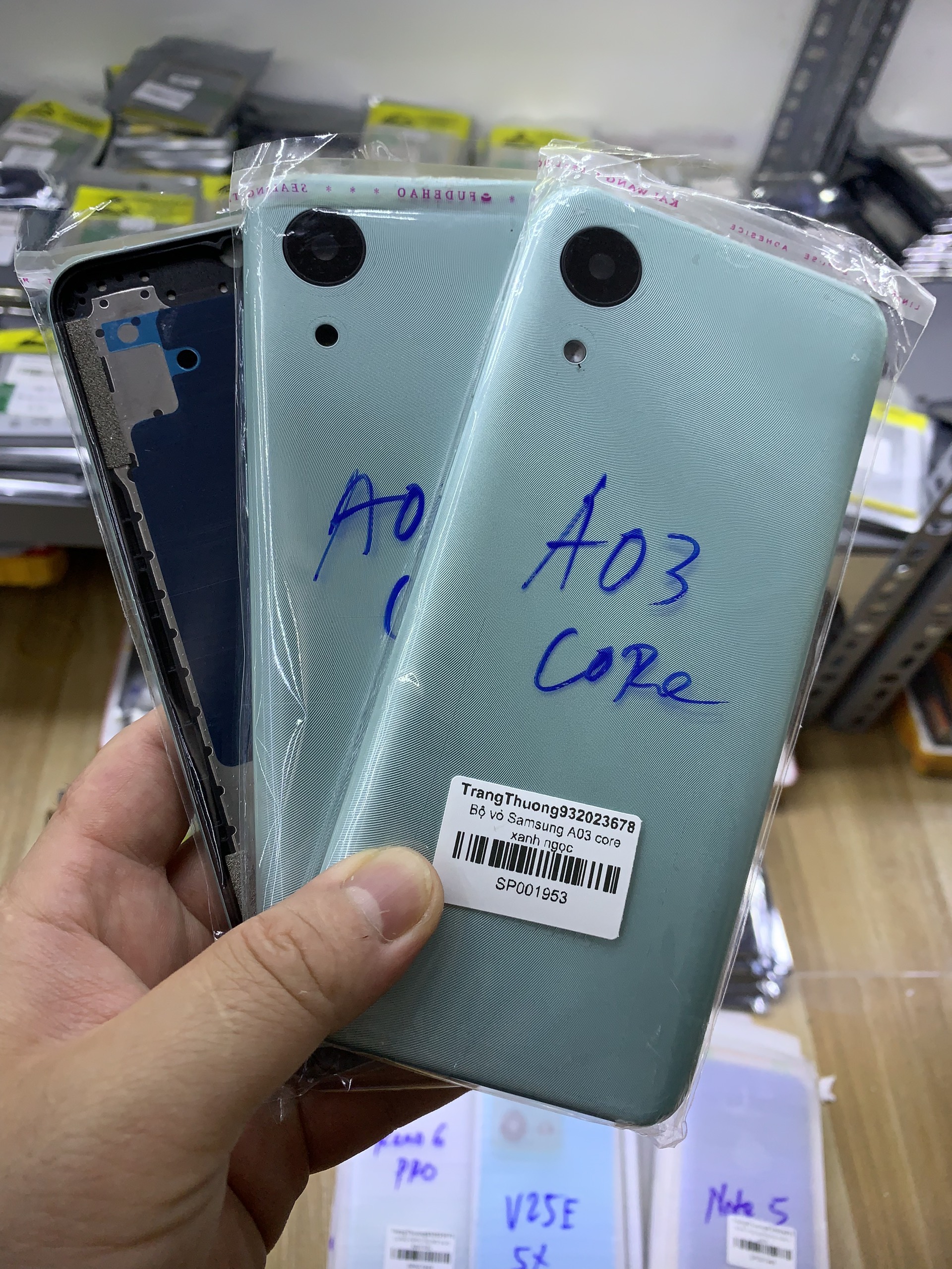Full Bộ xương vỏ Zin samsung A03 core / gồm xương, lưng, kính cam. khay sim, phím bấm