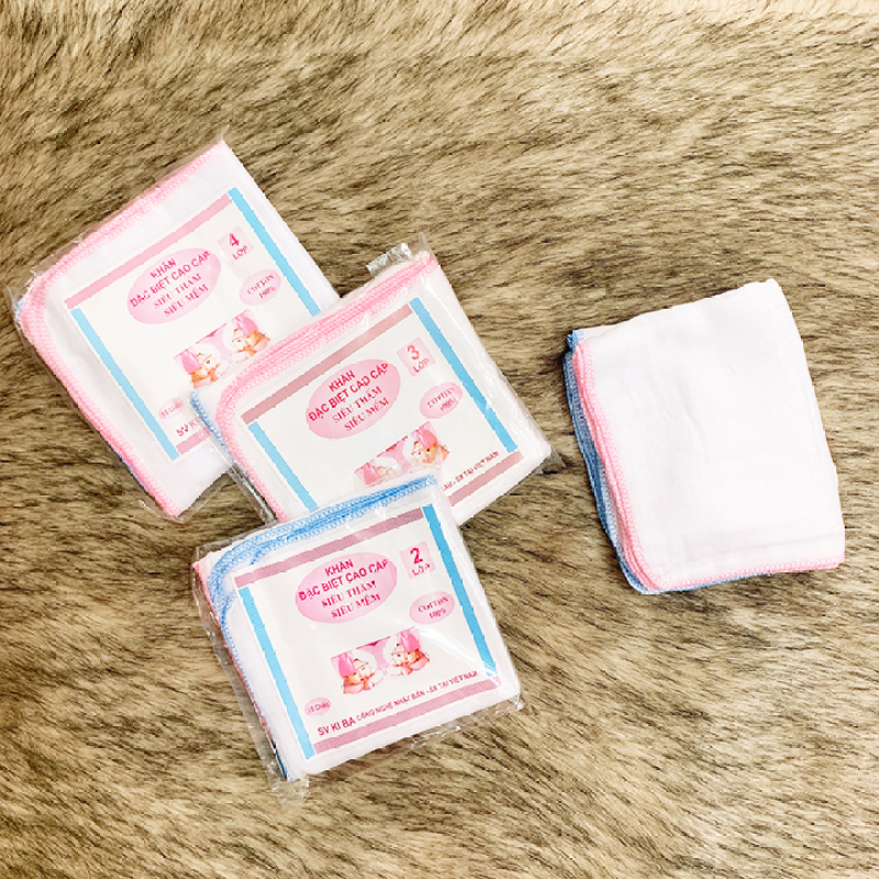 Khăn sữa cho bé Kiba siêu mềm siêu thấm 2 lớp, 3 lớp, 4 lớp kích thước 25x25cm – Set 10 khăn tiện lợi BBShine – KH005