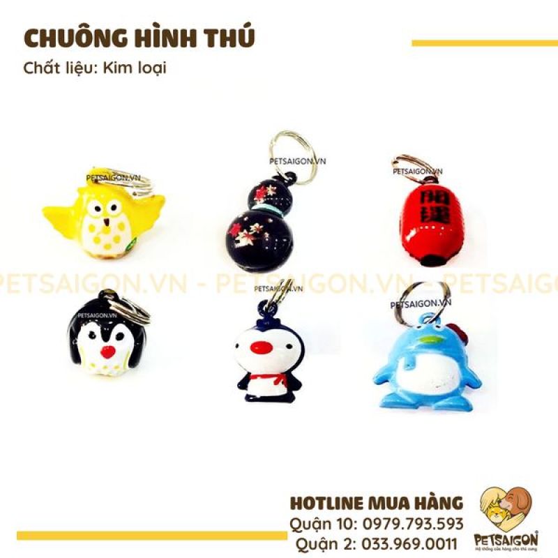 CHUÔNG HÌNH THÚ NHIỀU MẪU GẮN VÒNG CỔ CHO CHÓ MÈO