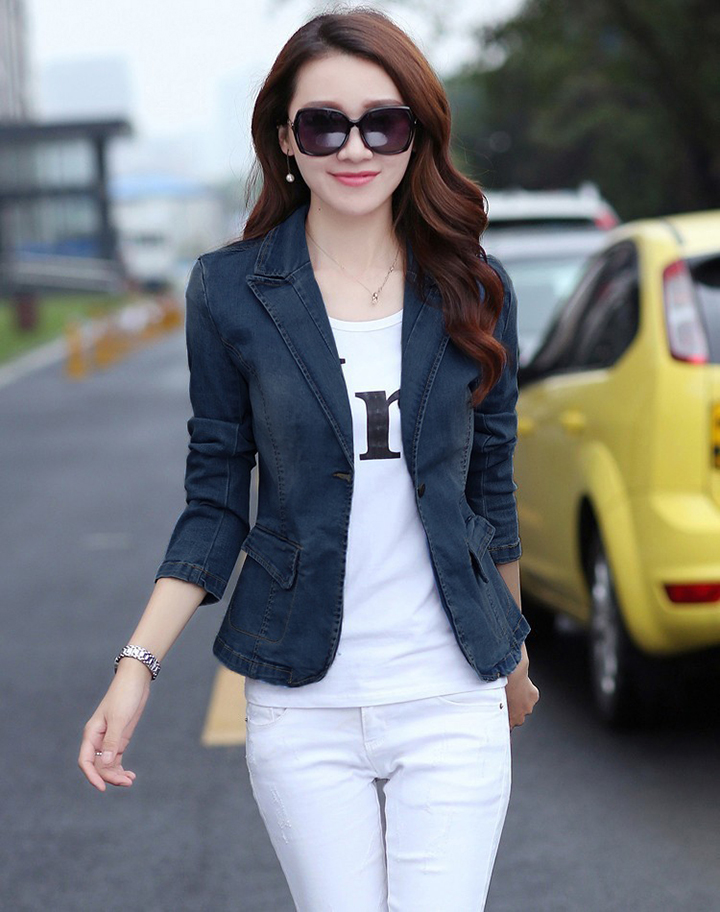 [HCM]Áo Khoác Vest Jean Nữ Cổ Bẻ Thời Trang