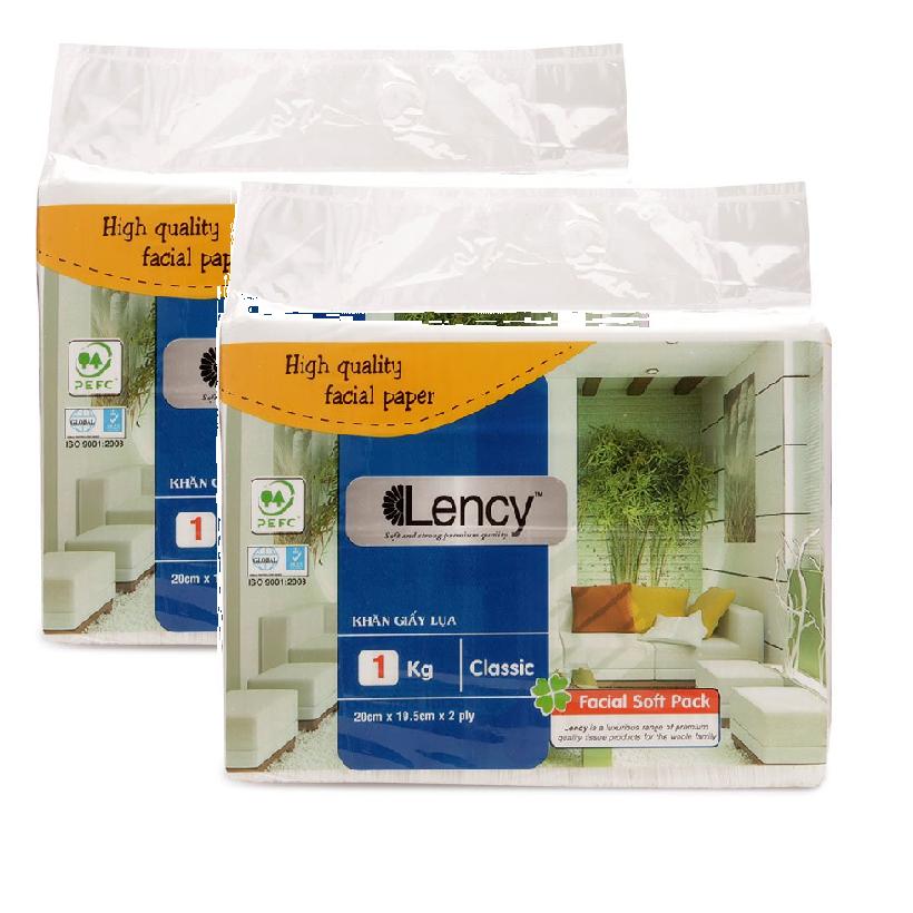 Combo 4 gói Khăn giấy lụa Lency gói tiết kiệm 1 kg ( 2 lớp )