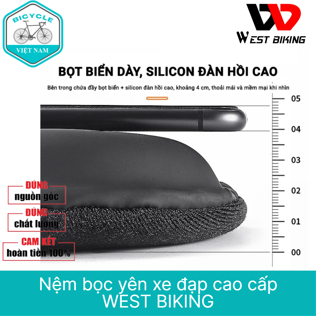 Nệm Bọc Yên Xe Đạp Silicon Siêu Mềm WEST BIKING – Thoáng Khí, Tặng Bọc Trùm Mưa