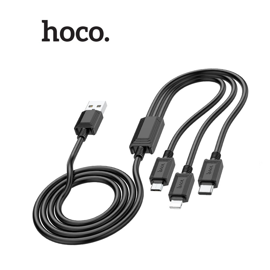 Cáp sạc Hoco X74 3IN1 Micro+Type-C+Lightning hổ trợ sạc 2.0A dài 1M ( Đen )