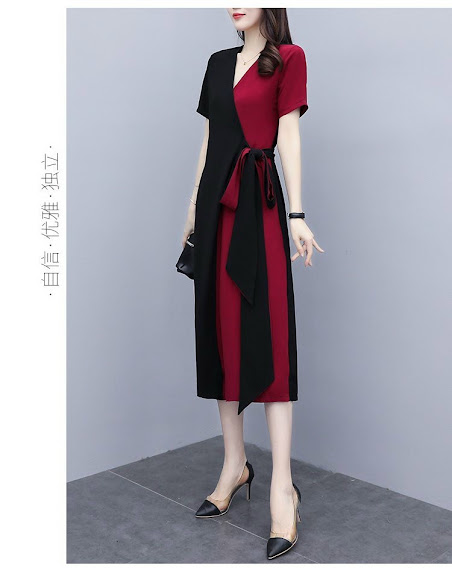 [HCM]ĐẦM SUÔNG XÒE NHẸ CỔ V THẮT EO