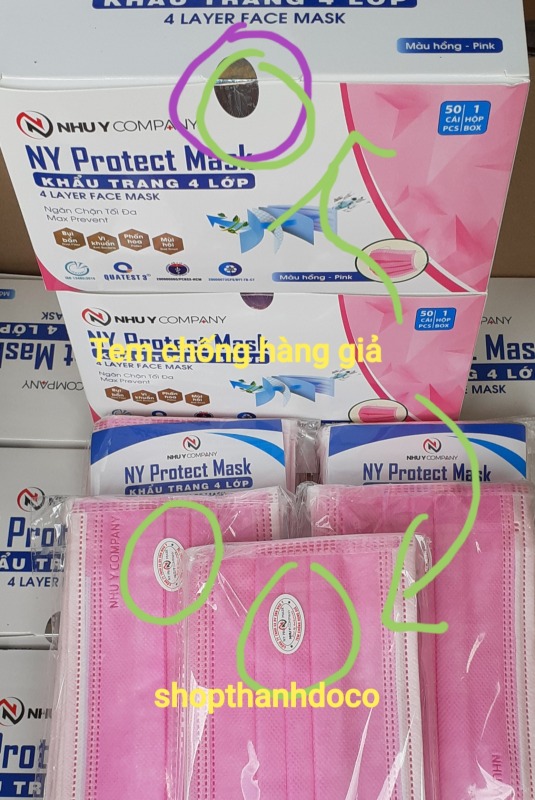 KHẨU trang y tế NHƯ Ý ( 2 HỘP 100 cái MÀU HỒNG CTY )