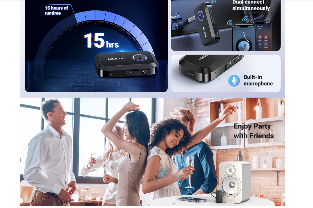 Thiết bị nhận Bluetooth 5.3 jack cắm Audio AUX 3.5mm - Ugreen 90748 Chính Hãng