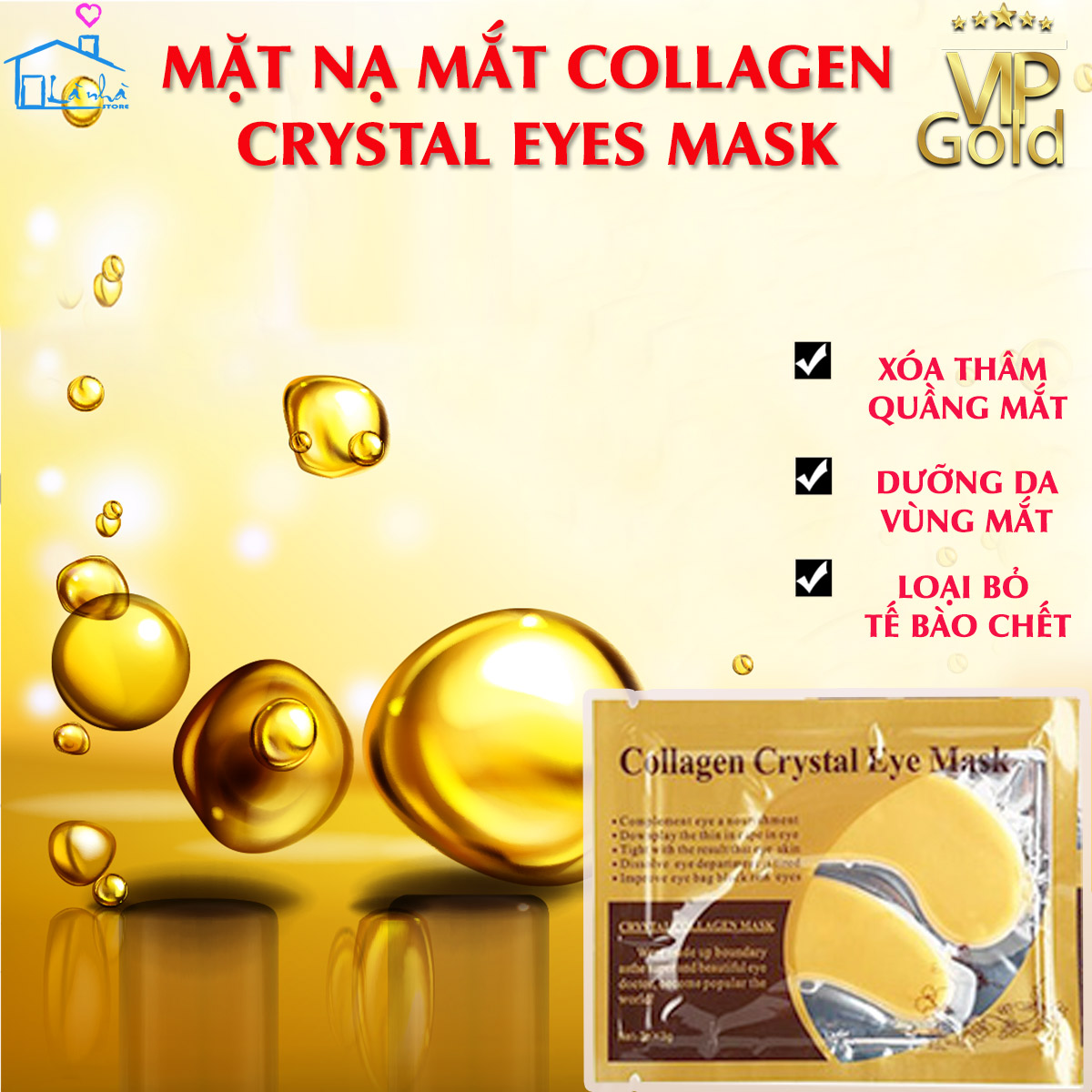 [miễn phí vận chuyển] Mặt nạ mắt collagen (Combo 10 gói) chống thâm chống mỏi mắt- Mặt nạ collagen Vàng hiệu quả tức thì ngay sau khi sử dụng