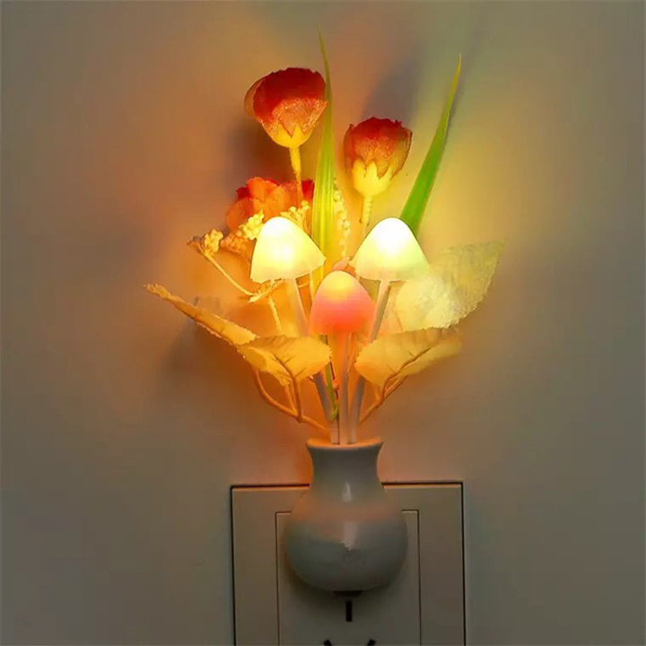 Đèn ngủ cây nấm, đèn ngủ cảm ứng thông minh sắc màu tự động bật tắt tiết kiệm điện nặng